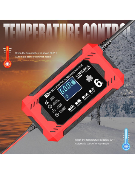 Cargador de Batería Corebox 6A 12V Automático Inteligente Cargador de Batería Corebox 6A 12V Automático Inteligente