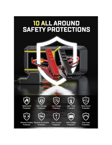 Arrancador de Coche S ZEVZO H021 5000A 12V con Linterna LED