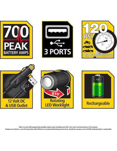 Arrancador Stanley J7CS 700A + Compresor y USB