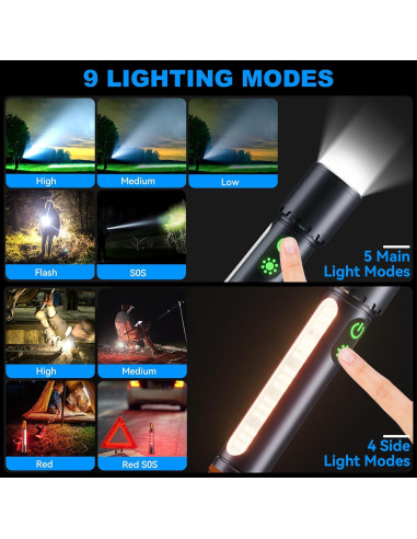 Linterna LED ADDplus 990000 Lúmenes Recargable 5000mAh