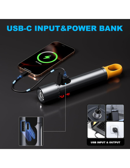 Linterna LED ADDplus 990000 Lúmenes Recargable 5000mAh Linterna LED ADDplus 990000 Lúmenes Recargable 5000mAh