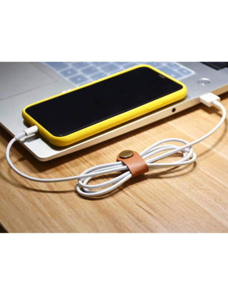 Organizador de Cables CAILLU de Cuero Marrón Claro - 5 Piezas Organizador de Cables CAILLU de Cuero Marrón Claro - 5 Piezas