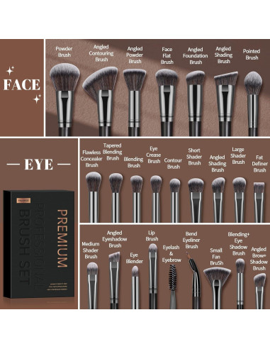 Set de 25 Pinceles de Maquillaje MAANGE Sintéticos Premium