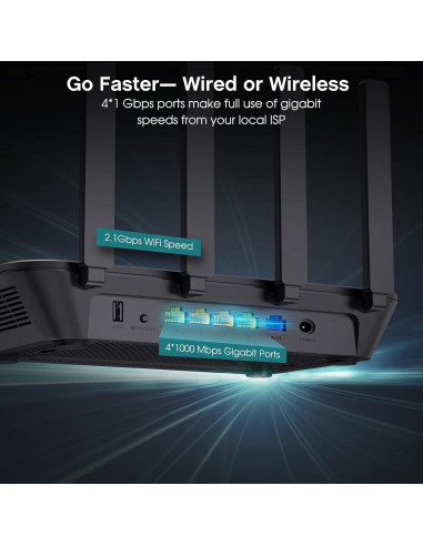 Router WiFi AC2100 Rockspace 4 Puertos Gigabit 2100Mbps