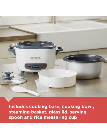 Cocina de Arroz BLACK+DECKER 16 Tazas, Cesta Vapor Cocina de Arroz BLACK+DECKER 16 Tazas, Cesta Vapor