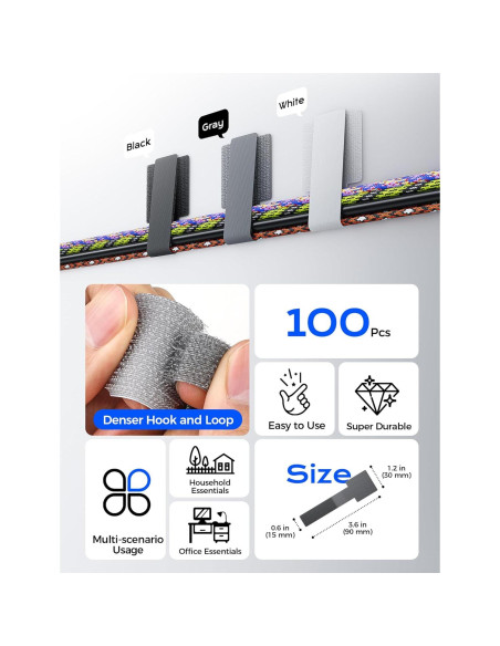 100 Sujetadores de Cable Adhesivos Gliship Gris 9.14x3.05cm 100 Sujetadores de Cable Adhesivos Gliship Gris 9.14x3.05cm