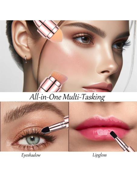 Pincel de Maquillaje 4 en 1 Bling Toman Retráctil Rosa Pincel de Maquillaje 4 en 1 Bling Toman Retráctil Rosa