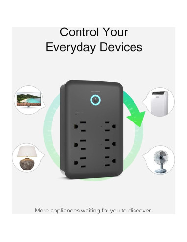 GHome Extensor Enchufe Inteligente 3 USB 3 Enchufes 15A