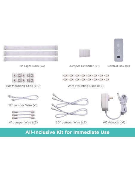 Kit de Luz LED Bajo Mueble Black+Decker 3 Barras 22,86 cm Kit de Luz LED Bajo Mueble Black+Decker 3 Barras 22,86 cm