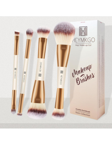 Set de Brochas de Maquillaje HEYMKGO 4 PZS Doble Cara Albaricoque