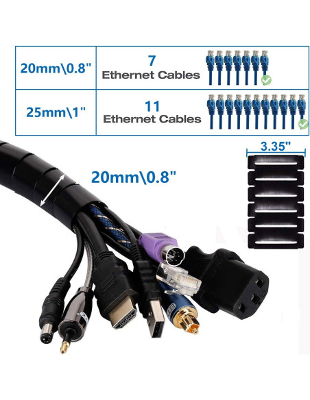 Manga de Gestión de Cables RELIANCER 3,05m 2,03cm Flexible Manga de Gestión de Cables RELIANCER 3,05m 2,03cm Flexible