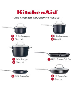 Juego de Ollas y Sartenes KitchenAid 10 Piezas Antiadherente 2