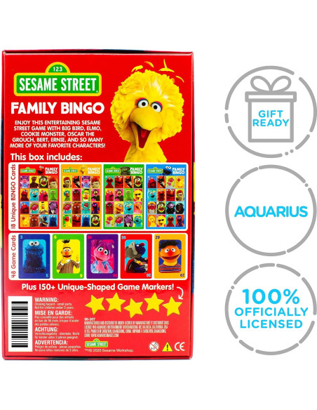 Juego de Bingo AQUARIUS Sesame Street - 18 Tarjetas, 8+ Años Juego de Bingo AQUARIUS Sesame Street - 18 Tarjetas, 8+ Años