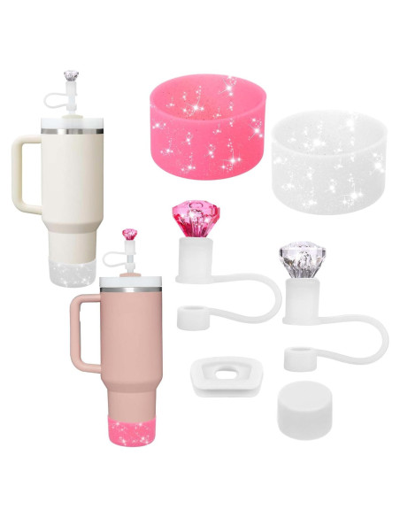 Set Accesorios Mity Rain para Stanley Cup 40/30 oz Rosa y Blanco Set Accesorios Mity Rain para Stanley Cup 40/30 oz Rosa y Blanco