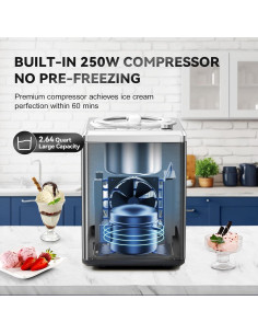 Máquina de Helados COUPLUX 2.5L con Compresor y Pantalla LCD 2