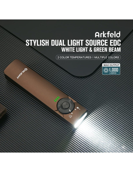 Linterna EDC Olight Arkfeld 1000 Lúmenes Luz Verde Linterna EDC Olight Arkfeld 1000 Lúmenes Luz Verde