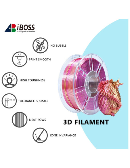 Filamento iBOSS Silk PLA+ 1.75mm Doble Color 1kg Brillante Filamento iBOSS Silk PLA+ 1.75mm Doble Color 1kg Brillante