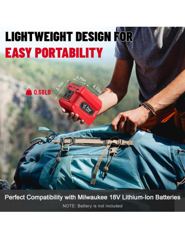 Inversor 220W Azocek para Batería Milwaukee 18V USB-C LED