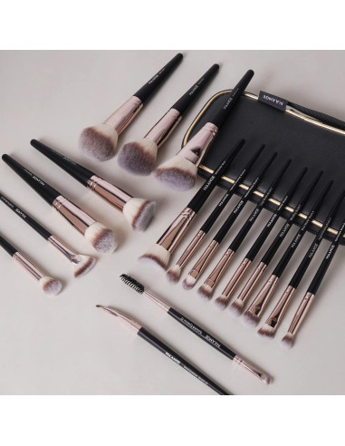 Pinceles de Maquillaje MAANGE 18 Pcs Kit Profesional Café