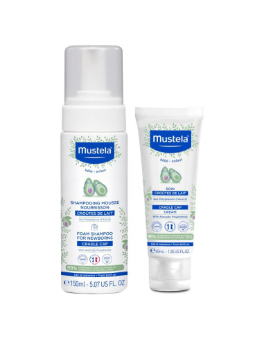 Conjunto Capuchón de Cuna Mustela Baby - Champú y Crema 2 Piezas