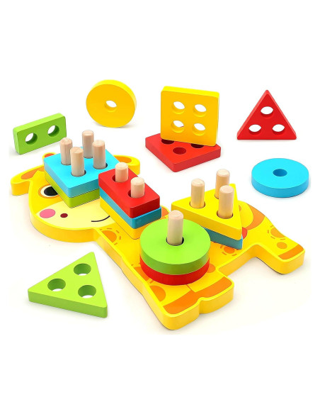 Juguete Montessori TOLOLO Clasificador de Formas de Madera 16 Piezas Juguete Montessori TOLOLO Clasificador de Formas de Madera 16 Piezas