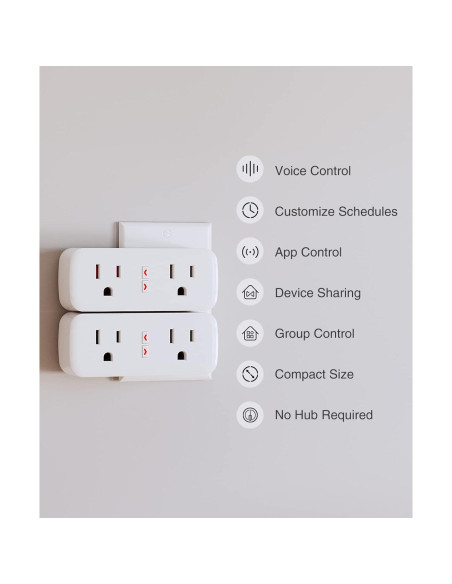 GHome Enchufe Inteligente Doble Wi-Fi 4 Piezas 10A GHome Enchufe Inteligente Doble Wi-Fi 4 Piezas 10A
