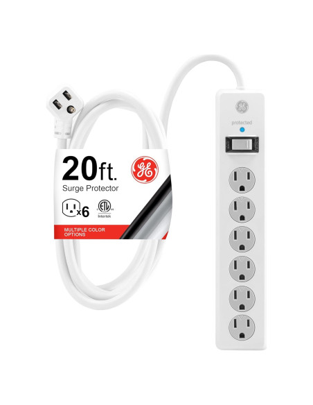 Protector Sobretensiones GE 6 Salidas 800 Julios 6,10 m Blanco Protector Sobretensiones GE 6 Salidas 800 Julios 6,10 m Blanco