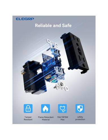 Toma de Corriente Inteligente ELEGRP 6 Tomas Controladas Wi-Fi