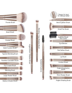 Juego de Brochas de Maquillaje MAANGE 23 Pcs Sintéticas 2