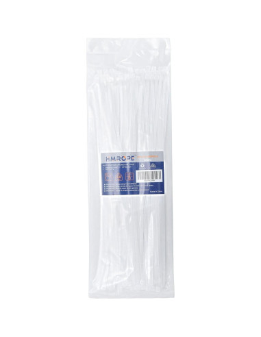 100 Bridas de Nylon Blancas Hmrope 30 cm Alta Resistencia