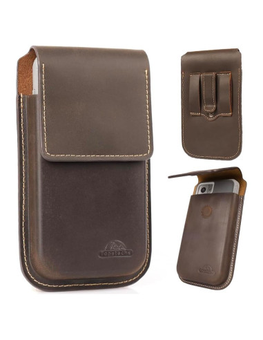Funda de cuero Topstache XL para smartphone marrón oscuro