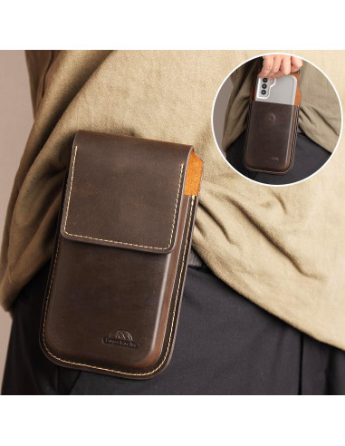 Funda de cuero Topstache XL para smartphone marrón oscuro