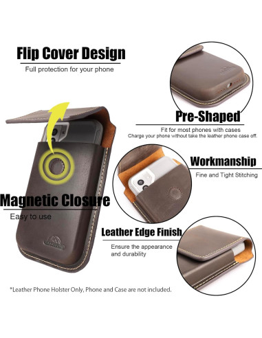 Funda de cuero Topstache XL para smartphone marrón oscuro