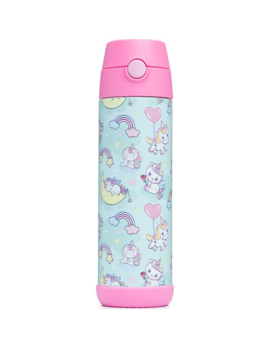 Botella de Agua Snug Unicornio 500ml con Popote para Niños