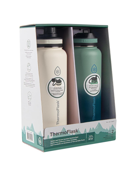 Botellas de Agua Aisladas Thermoflask 1.2L Paquete de 2 Botellas de Agua Aisladas Thermoflask 1.2L Paquete de 2