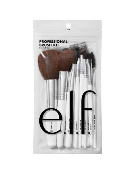 Conjunto de 12 Brochas de Maquillaje e.l.f. Profesional Veganas Conjunto de 12 Brochas de Maquillaje e.l.f. Profesional Veganas