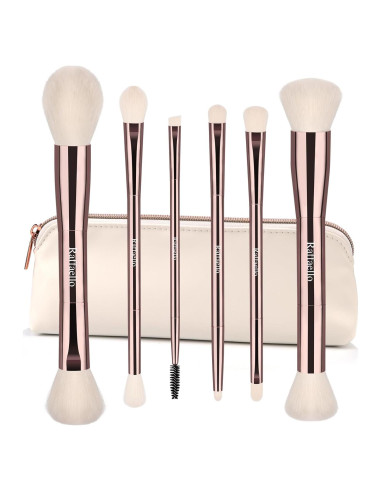 Set de Brochas de Maquillaje Raffaello 6-en-12 Doble Punta