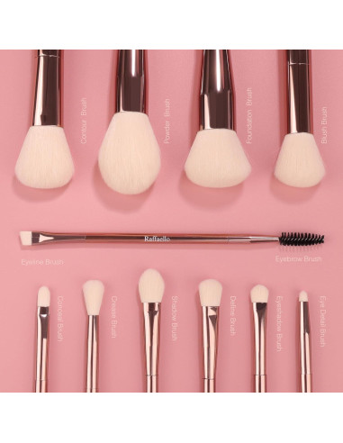 Set de Brochas de Maquillaje Raffaello 6-en-12 Doble Punta