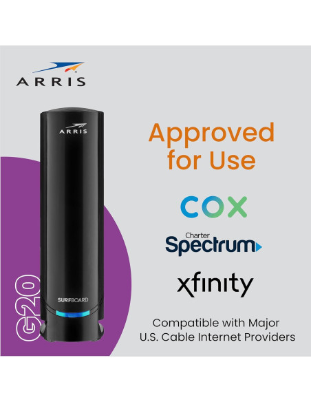 Módem y Router ARRIS G20 DOCSIS 3.1 WiFi 6 1 Gbps Módem y Router ARRIS G20 DOCSIS 3.1 WiFi 6 1 Gbps
