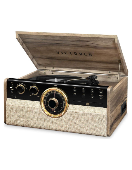 Tocadiscos Victrola 6-en-1 Bluetooth 3 Velocidades Nuez Tocadiscos Victrola 6-en-1 Bluetooth 3 Velocidades Nuez