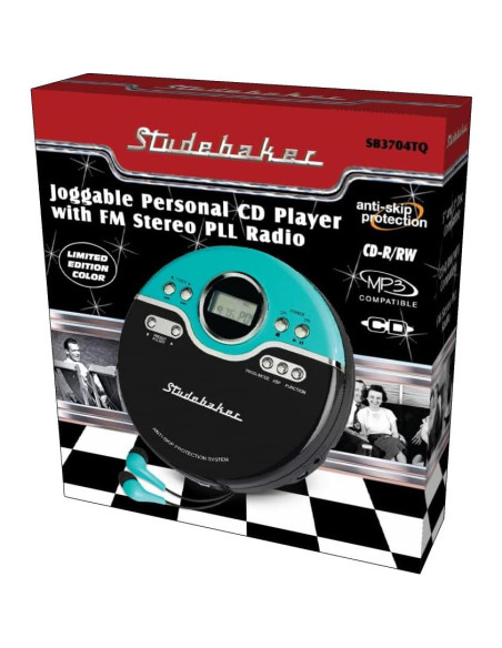 Reproductor de CD Portátil Studebaker SB3704 Turquesa Vintage Reproductor de CD Portátil Studebaker SB3704 Turquesa Vintage