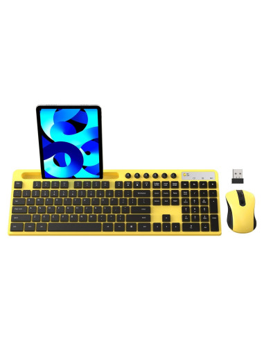 Combo Teclado y Ratón Inalámbrico MARVO Ergonómico Amarillo