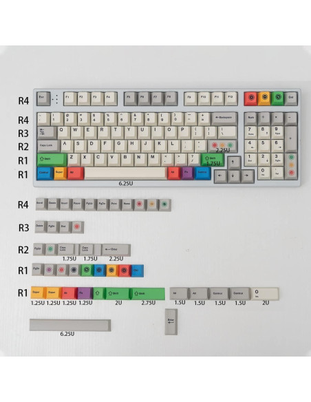 Juego de Teclas PBT Gris Beige Mintcaps 141 Teclas Cherry Juego de Teclas PBT Gris Beige Mintcaps 141 Teclas Cherry