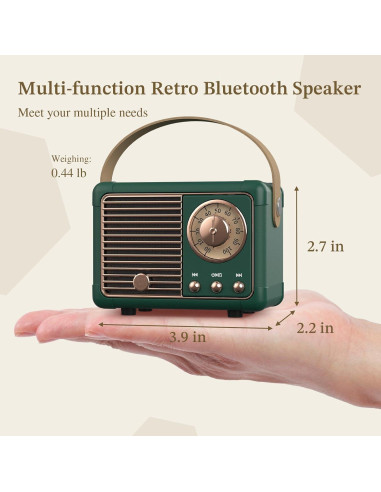 Altavoz Bluetooth PRUNUS J-999 Retro Verde Mini Inalámbrico