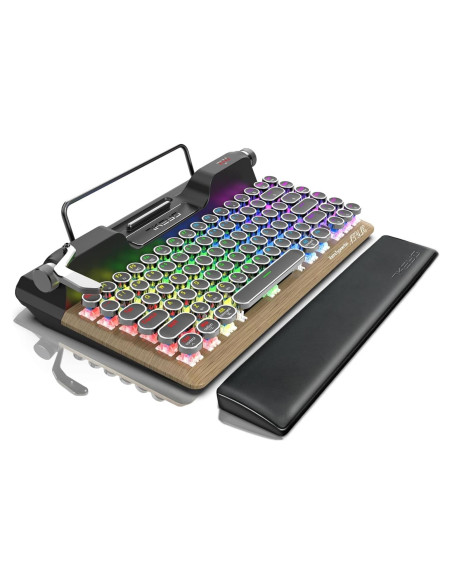 Teclado Retro 7KEYS Bluetooth Mecánico con Reposamuñecas Teclado Retro 7KEYS Bluetooth Mecánico con Reposamuñecas