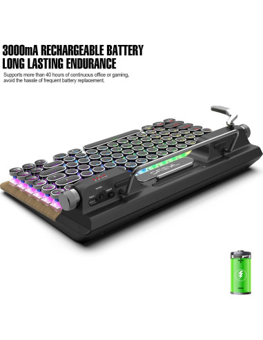 Teclado Retro 7KEYS Bluetooth Mecánico con Reposamuñecas