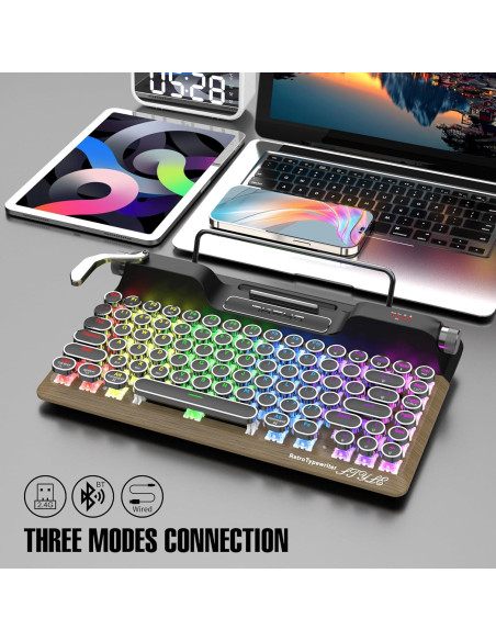 Teclado Retro 7KEYS Bluetooth Mecánico con Reposamuñecas Teclado Retro 7KEYS Bluetooth Mecánico con Reposamuñecas