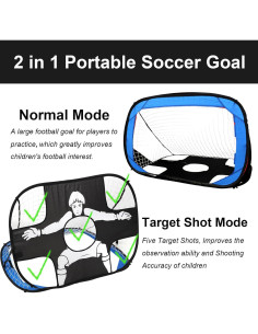 Portería de Fútbol HouzeFun Plegable 2.7x1.5m + Conos y Balón 2