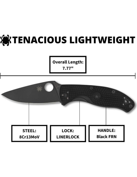 Cuchillo Utilitario Plegable Spyderco Tenacious 8.61 cm Negro Cuchillo Utilitario Plegable Spyderco Tenacious 8.61 cm Negro