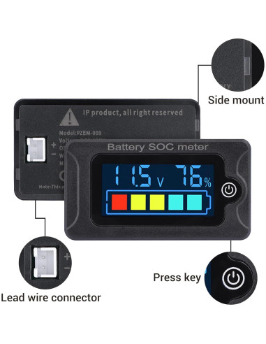 Medidor de Batería DROK 12V LCD para Batería de Litio